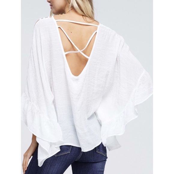 🚨White Boat Neck Top With Crisscross Open Back - Picture 6 of 7